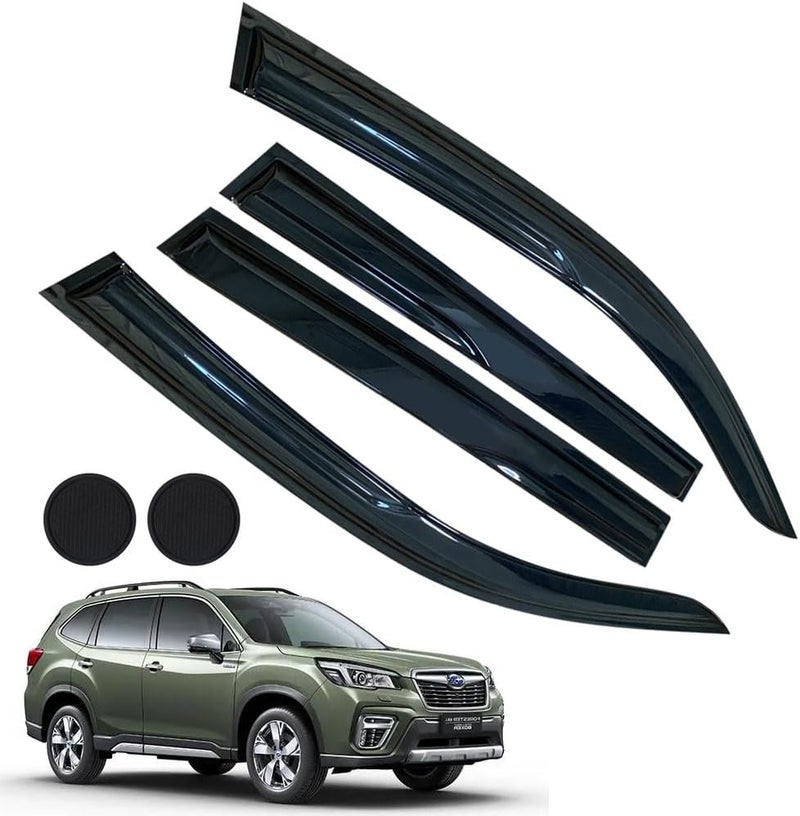 LETINGFAR Rain Guards for Forester SK 2019-2024, Tape-on Side Window Deflectors for Forester SK, Window Visors for Subaru Cars,for Subaru Car Accessories 4 Rain Guards ＆ 2 Car Coasters - Image 1